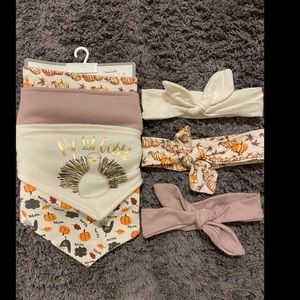 Baby girl infant bandana bib and head band